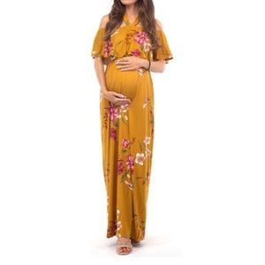 Mustard 🌺 Floral Maternity Dress